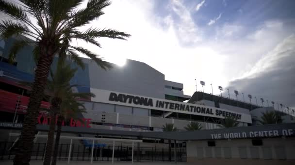 Señal Pista Velocidad Internacional Daytona Con Destello Lente — Vídeos de Stock