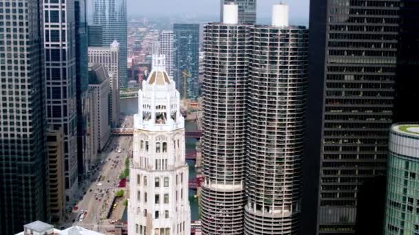 Centro Chicago Skyline Chicago River — Vídeos de Stock