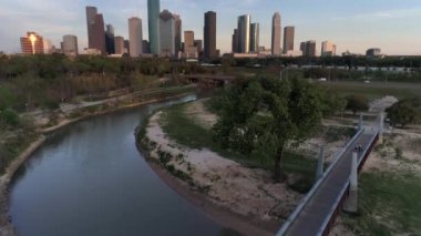 Houston Teksas hava aracı ile şehir manzarası 