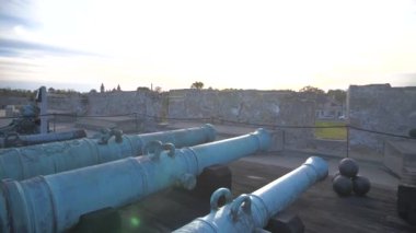 old military cannons at castillo de san marcos fort close
