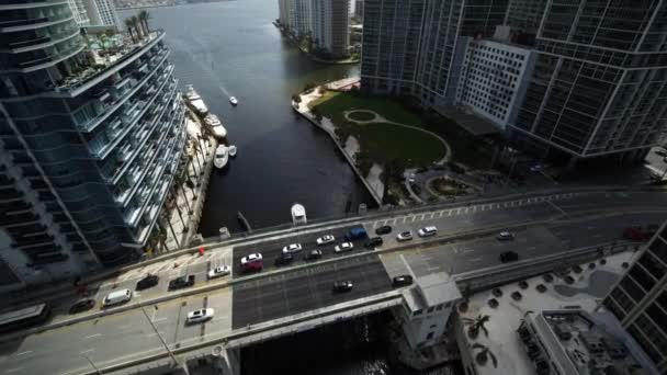 Rascacielos Miami Del Centro Por Avión Tripulado Aéreo — Vídeo de stock