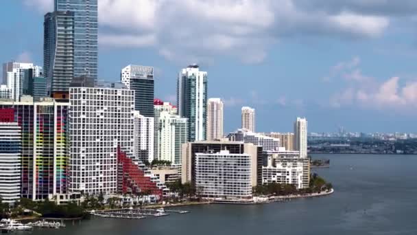 Centrum Miami Wolkenkrabbers Door Antenne Drone — Stockvideo