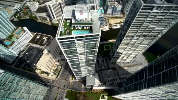 Arranha Céus Centro Miami Por Drone Aéreo — Vídeo de Stock