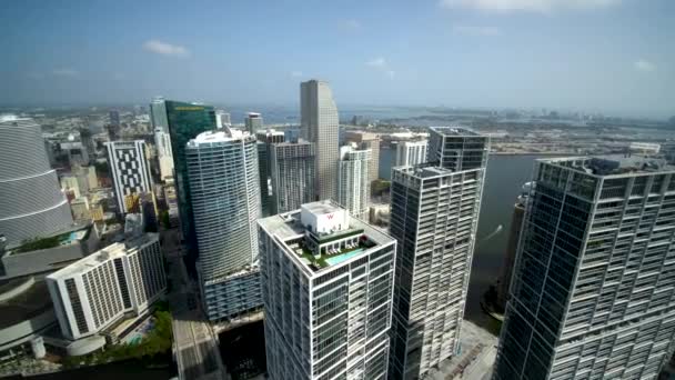 Rascacielos Miami Del Centro Por Avión Tripulado Aéreo — Vídeo de stock