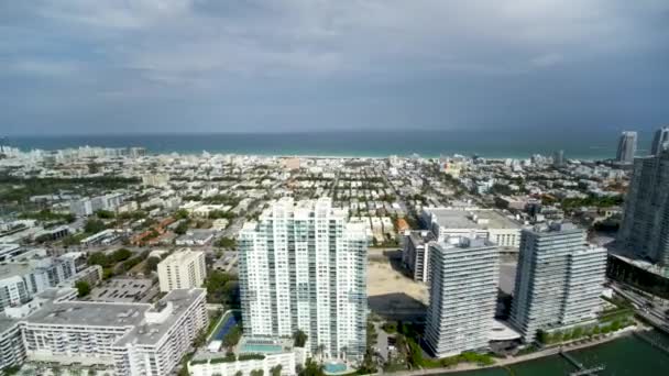 Rascacielos Miami Del Centro Por Avión Tripulado Aéreo — Vídeos de Stock