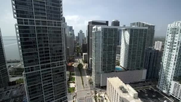 Downtown Miami Skyscrapers Aerial Drone — Stock Video