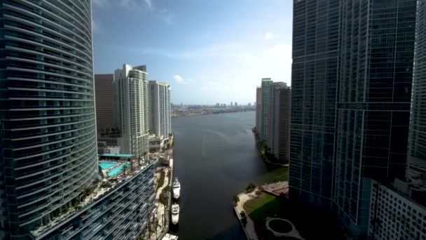 Miami Belvárosi Felhőkarcolók Légi Drónnal — Stock videók
