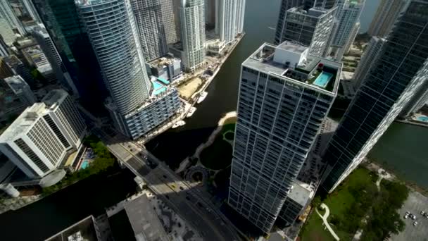 Grattacieli Del Centro Miami Con Drone Aereo — Video Stock