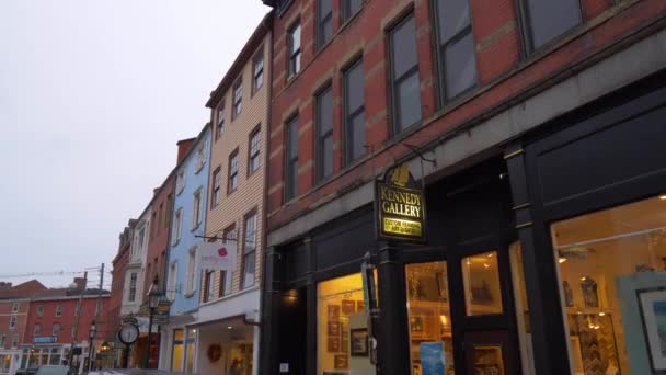 Downtown Winkelen Portsmouth Nieuwe Hampshire Nieuwe Engeland Stad — Stockvideo