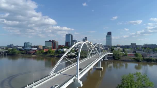 Drone Shot Broadway Bridge Little Rock — Stock Video