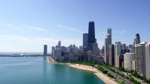 Drönare Skott Chicago Skyline — Stockvideo