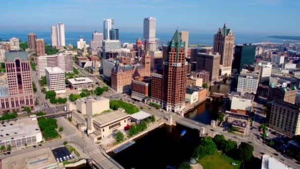 Drone Disparo Del Centro Milwaukee — Vídeo de stock