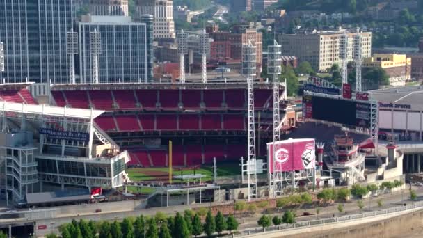 Drone Tiro Grande Americano Bola Parque Cincinatti Vermelhos — Vídeo de Stock