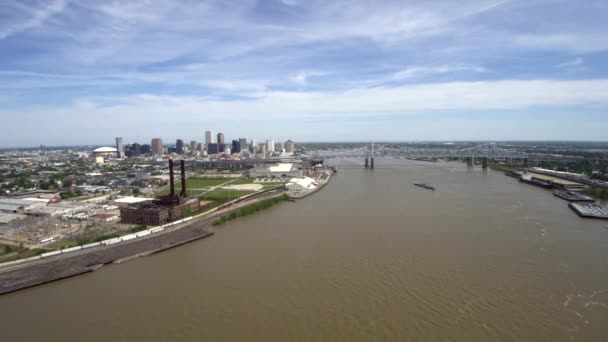 Drone Disparo Nuevo Orleans Mississippi Río — Vídeo de stock