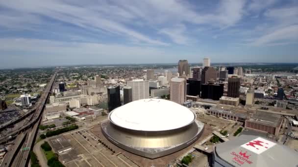 Drone Shot Superdome New Orleans Sports Complex — Stock Video