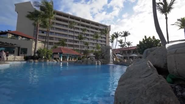 Leeg Resort Zwembad Tropisch Caribische Resort — Stockvideo