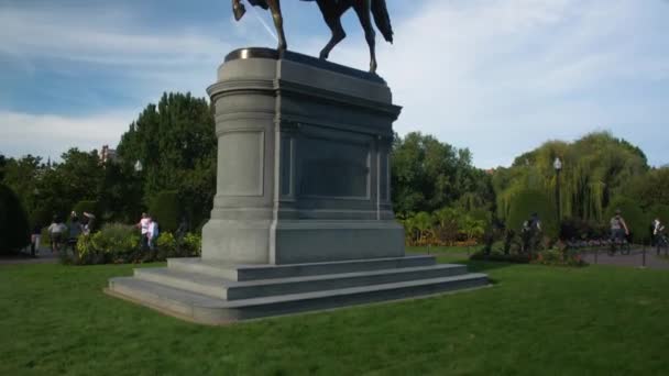 George Washington Staty Boston Offentliga Trädgårdar Monument — Stockvideo