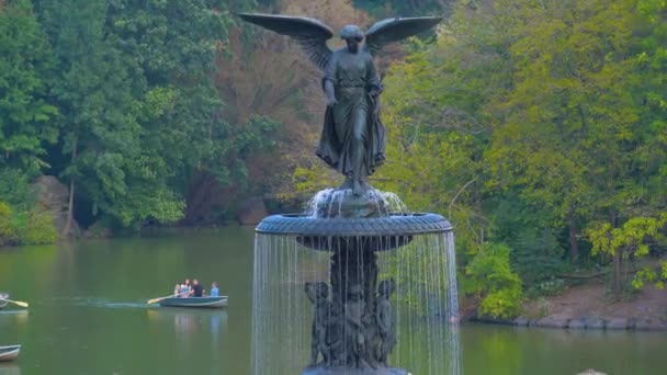 Berühmte Bethesda Terrassenbrunnen Central Park New York — Stockvideo