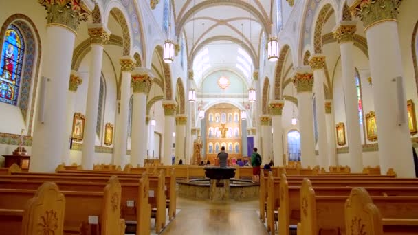 Cathedral Basilica Francis Santa Church Interior Art — Stock Video