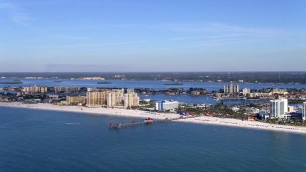 Drone Shot Tampa Beach Aerial Florida Ocean Tourists — Stock Video