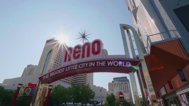 Famoso Signo Neón Reno Nevada — Vídeos de Stock