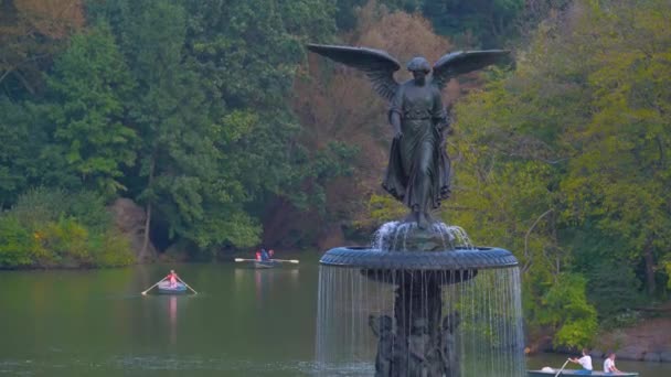 Berühmte Bethesda Terrassenbrunnen Central Park New York — Stockvideo