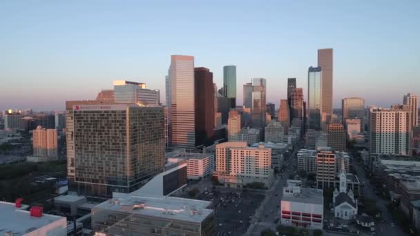 Houston Texas Paisaje Urbano Por Avión Tripulado Aéreo — Vídeo de stock