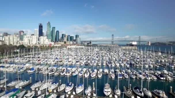 Vue Drone San Francisco Skyline Côté Eau Pont Baie — Video