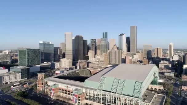 Houston Texas Paisaje Urbano Por Avión Tripulado Aéreo — Vídeo de stock