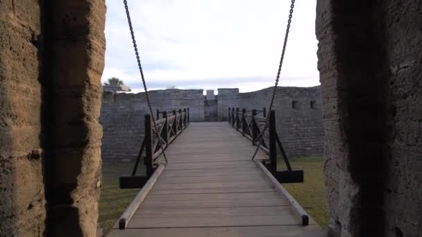 Viejo Puente Levadizo Fuerte Militar Florida Castillo San Marcos — Vídeo de stock