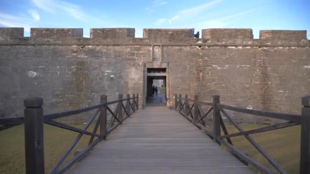 Viejo Puente Levadizo Fuerte Militar Florida Castillo San Marcos — Vídeos de Stock