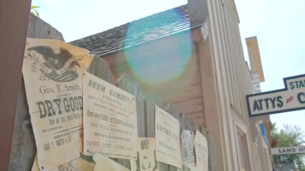 Old Western Notice Board Wanted Posters Cowboy Ads Old West — Stok video