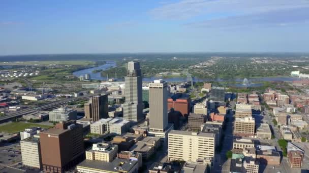 Omaha Nebraska Skyline Anteny Dron Widok Czasu Dziennego — Wideo stockowe