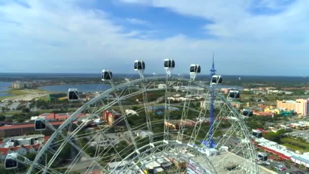 Orlando Ferris Roda Skyline Drone Aéreo Tiro — Vídeo de Stock