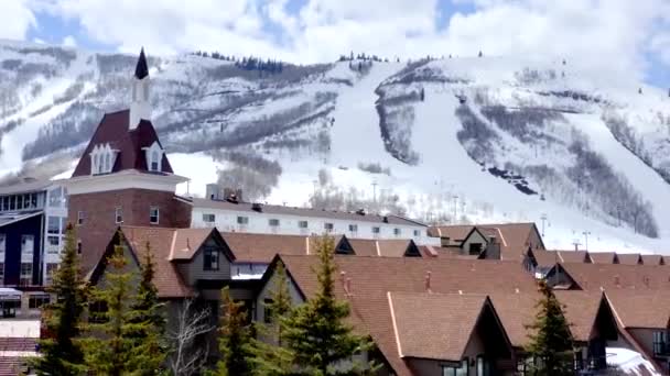 Ciudad Parque Utah Ciudad Esquí Montaña Por Avión Tripulado Aéreo — Vídeo de stock