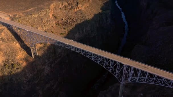 Rio Grande Gorge Bridge Aerial Drone New Mexico — Stock Video