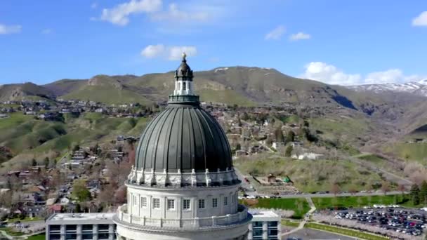 Kota Salt Lake Capitol Building City Skyline Aerial Drone — Stok Video