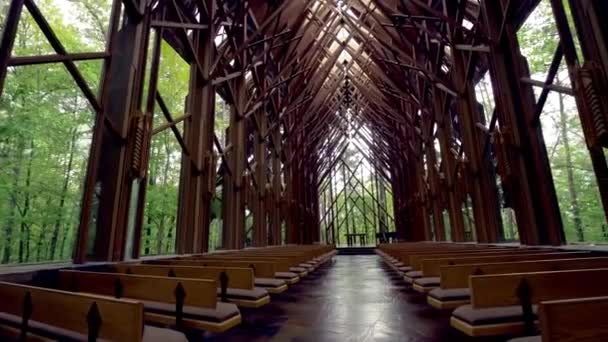 Chapelle Secrète Intérieur Luxuriante Forêt Verte — Video