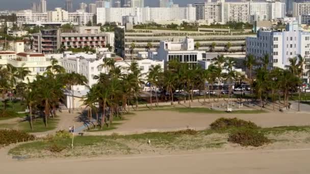 Südstrand Miami Durch Luftdrohne — Stockvideo