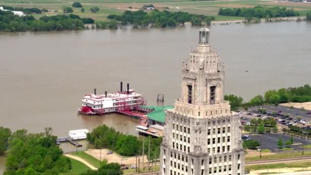 Πολιτειακή Πρωτεύουσα Missippi Ποταμού Baton Rouge — Αρχείο Βίντεο