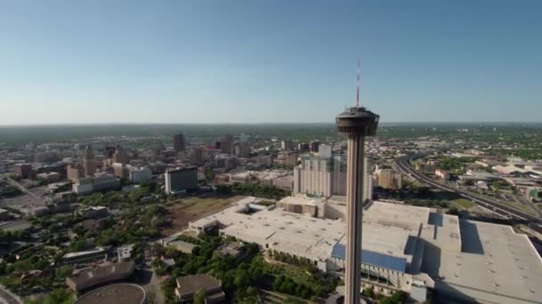 Tornet Amerika San Antonio Skyline Med Drönare — Stockvideo