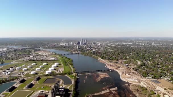 Tulsa Horizonte Paisaje Urbano Drone Disparo — Vídeo de stock