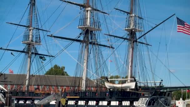 Uss Constitución Puerto Boston Nueva Inglaterra Histórico Barco Madera Tour — Vídeo de stock