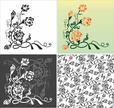 Köşedeki güllerin çiçek desenleri