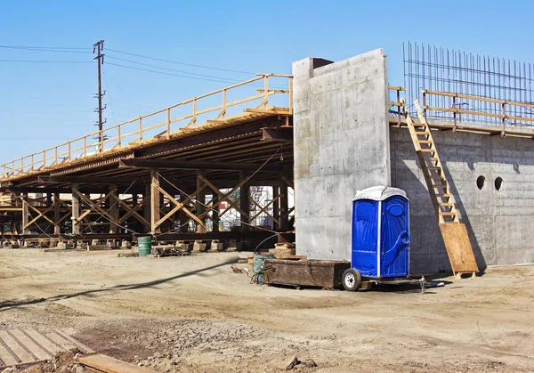 Bridge Construction Begins Road While Porta Potty Good Have Site — Stock Photo, Image