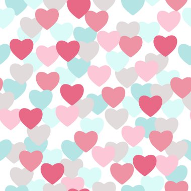 Sevgi. Sevgililer Günü, 14 Şubat. Şirin pembe kalpler. Vektörsüz desen.