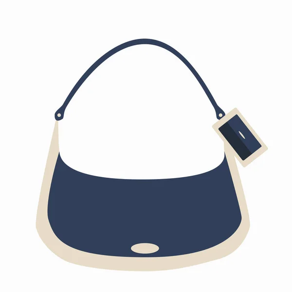 Sac Main Féminin Détaillé Bleu Blanc Beige Sur Fond Blanc — Image vectorielle