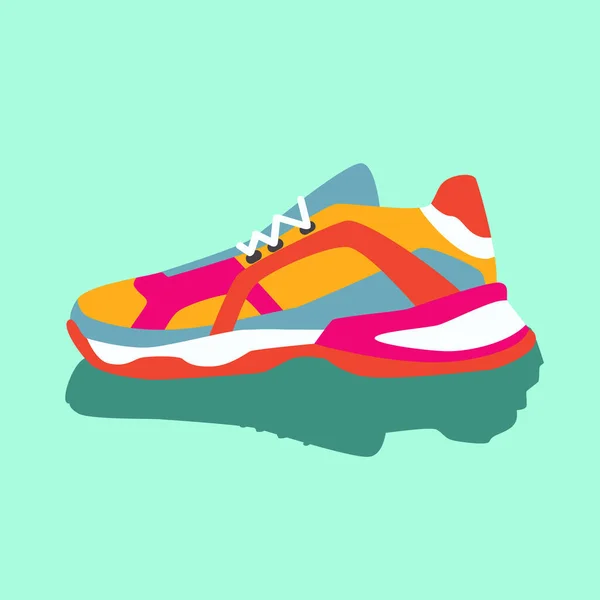 Set Zapatillas Color Amarillo Brillante Rosa Azul Anaranjado Ilustración Plana — Vector de stock