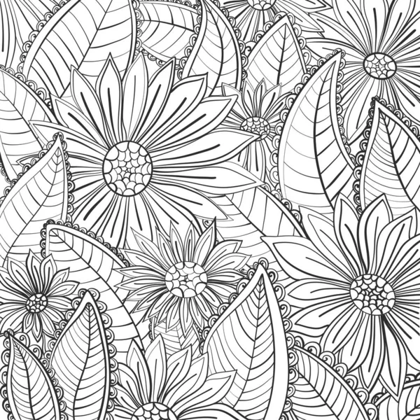Monochromatyczny Wzór Motywami Kwiatowymi Tekstura Kwiatami Liści Itp Naturalne Tło — Wektor stockowy