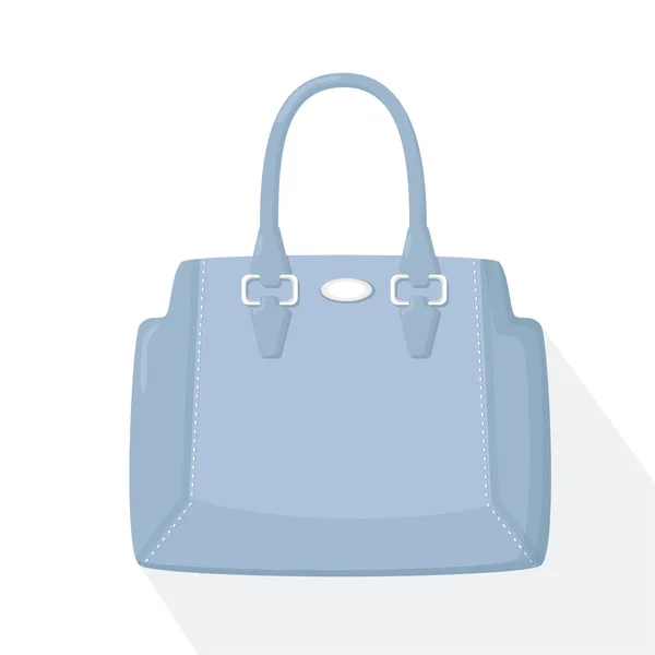 Bolso Mano Femenino Azul Detallado Sobre Fondo Blanco Ilustración Plana — Vector de stock